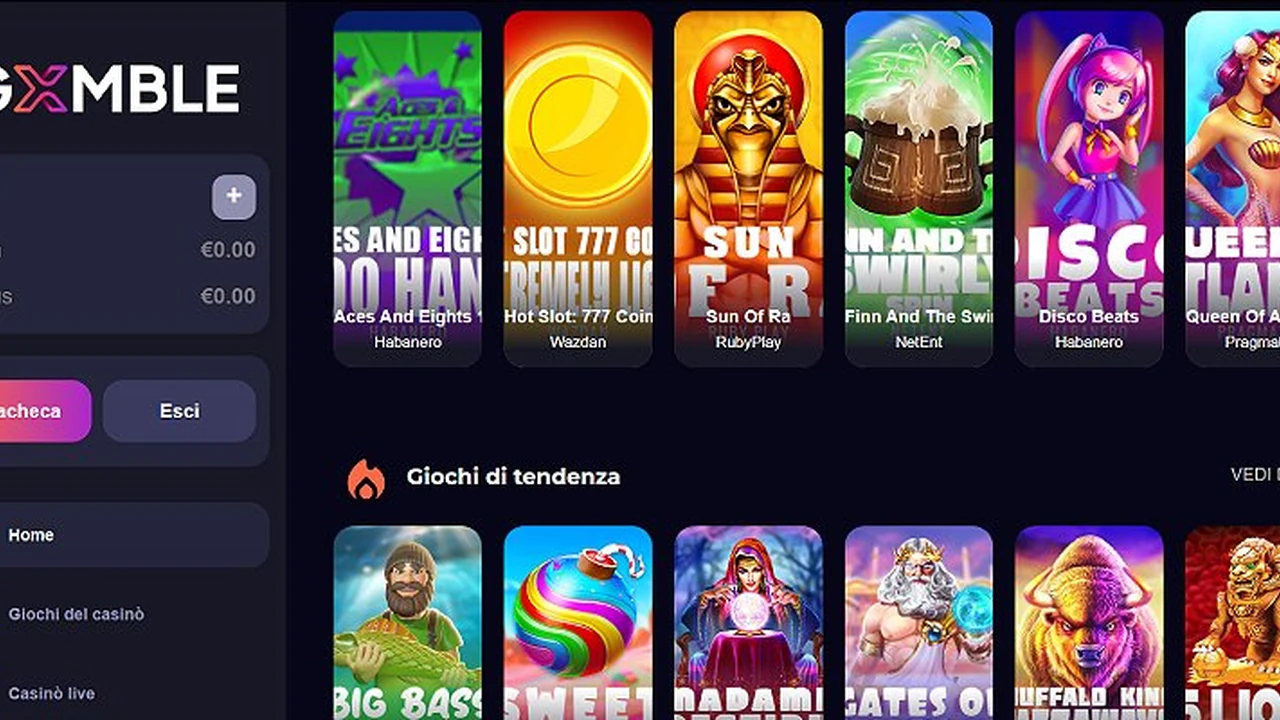 Gxmble — schermata del sito Curacao